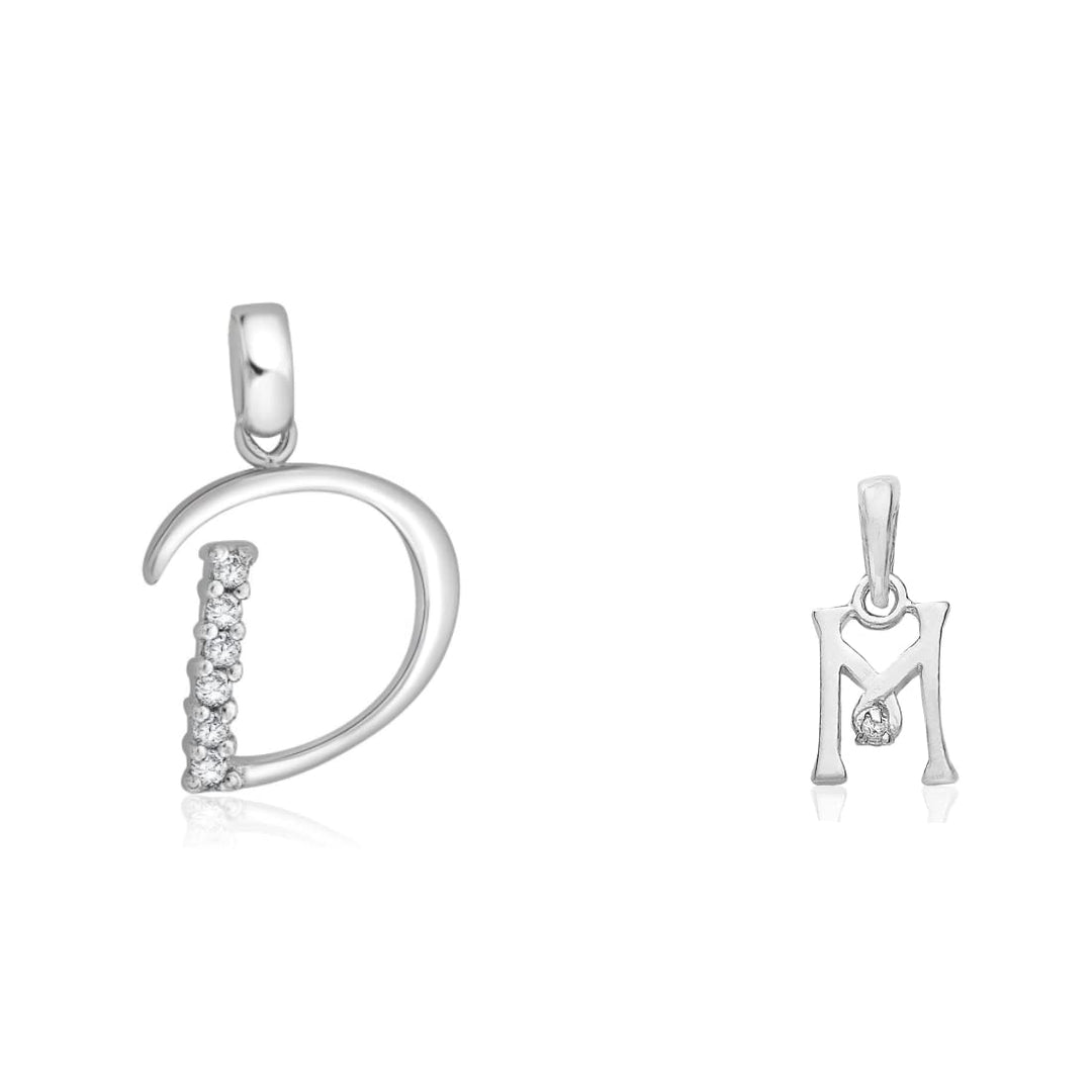 Taraash 925 Sterling Silver Couple Alphabet Pendants "D" and "M" Initial Letter Pendants - Taraash