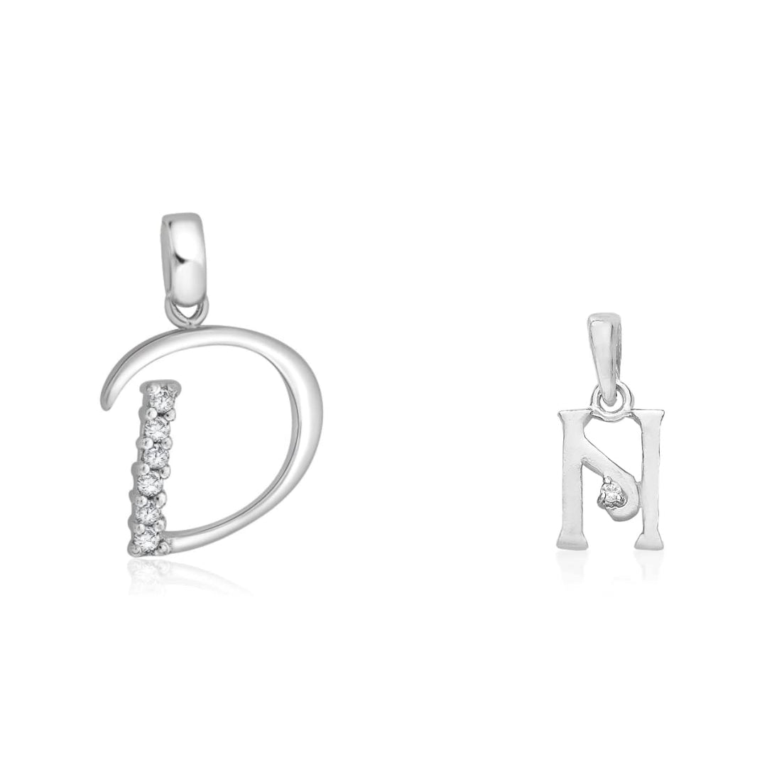 Taraash 925 Sterling Silver Couple Alphabet Pendants "D" and "N" Initial Letter Pendants - Taraash