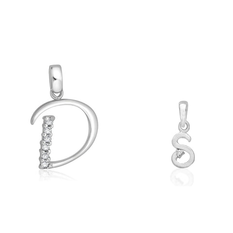 Taraash 925 Sterling Silver Couple Alphabet Pendants "D" and "S" Initial Letter Pendants - Taraash