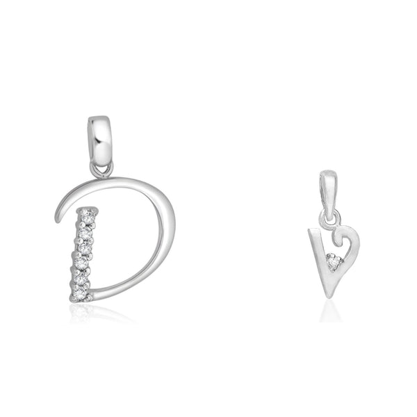 Taraash 925 Sterling Silver Couple Alphabet Pendants "D" and "V" Initial Letter Pendants - Taraash