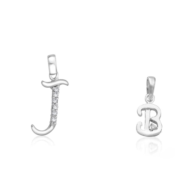 Taraash 925 Sterling Silver Couple Alphabet Pendants "J" and "B" Initial Letter Pendants - Taraash