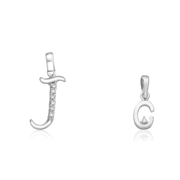 Taraash 925 Sterling Silver Couple Alphabet Pendants "J" and "C" Initial Letter Pendants - Taraash