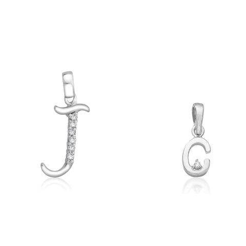 Taraash 925 Sterling Silver Couple Alphabet Pendants "J" and "C" Initial Letter Pendants - Taraash