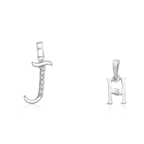 Taraash 925 Sterling Silver Couple Alphabet Pendants "J" and "H" Initial Letter Pendants - Taraash