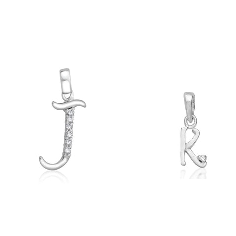 Taraash 925 Sterling Silver Couple Alphabet Pendants "J" and "K" Initial Letter Pendants - Taraash