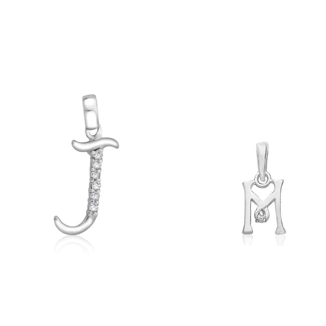 Taraash 925 Sterling Silver Couple Alphabet Pendants "J" and "M" Initial Letter Pendants - Taraash