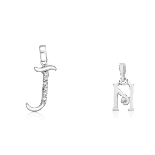 Taraash 925 Sterling Silver Couple Alphabet Pendants "J" and "N" Initial Letter Pendants - Taraash
