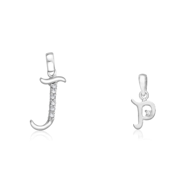 Taraash 925 Sterling Silver Couple Alphabet Pendants "J" and "P" Initial Letter Pendants - Taraash