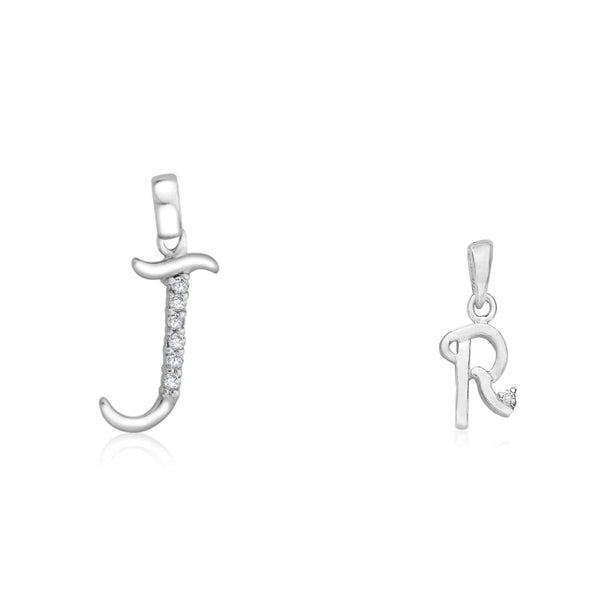 Taraash 925 Sterling Silver Couple Alphabet Pendants "J" and "R" Initial Letter Pendants - Taraash