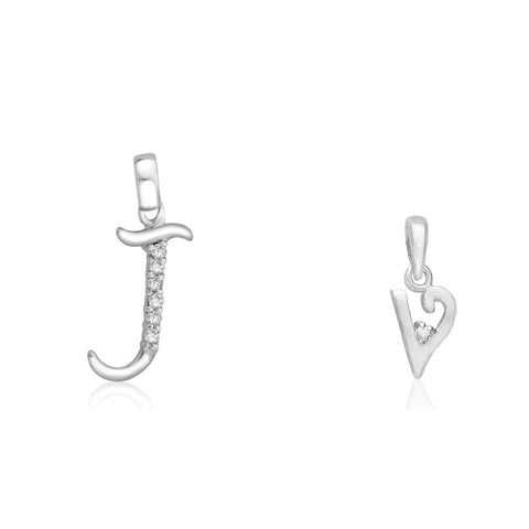 Taraash 925 Sterling Silver Couple Alphabet Pendants "J" and "V" Initial Letter Pendants - Taraash