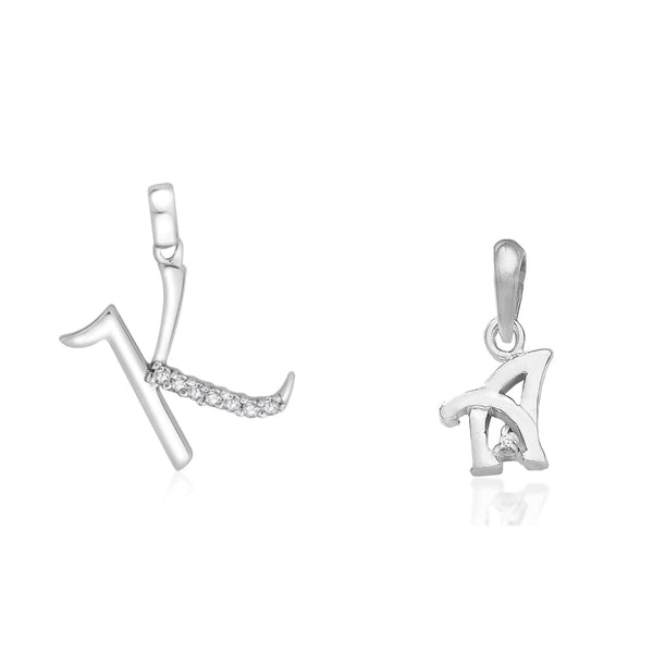 Taraash 925 Sterling Silver Couple Alphabet Pendants "K" and "A" Initial Letter Pendants - Taraash