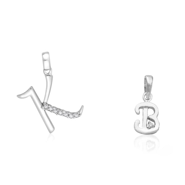 Taraash 925 Sterling Silver Couple Alphabet Pendants "K" and "B" Initial Letter Pendants - Taraash