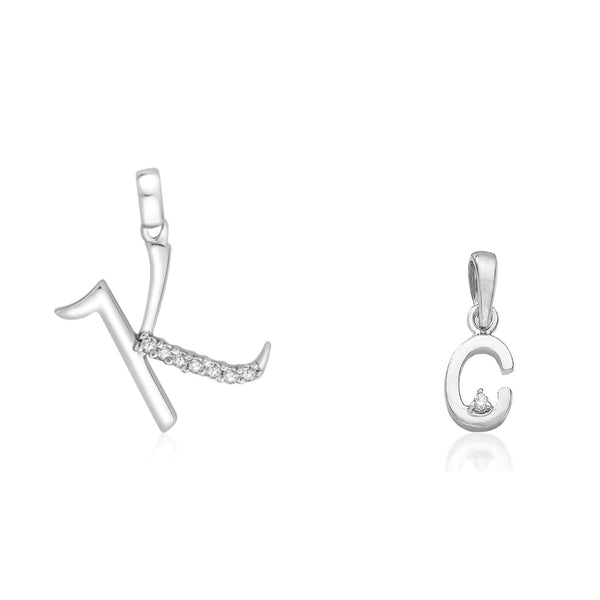 Taraash 925 Sterling Silver Couple Alphabet Pendants "K" and "C" Initial Letter Pendants - Taraash