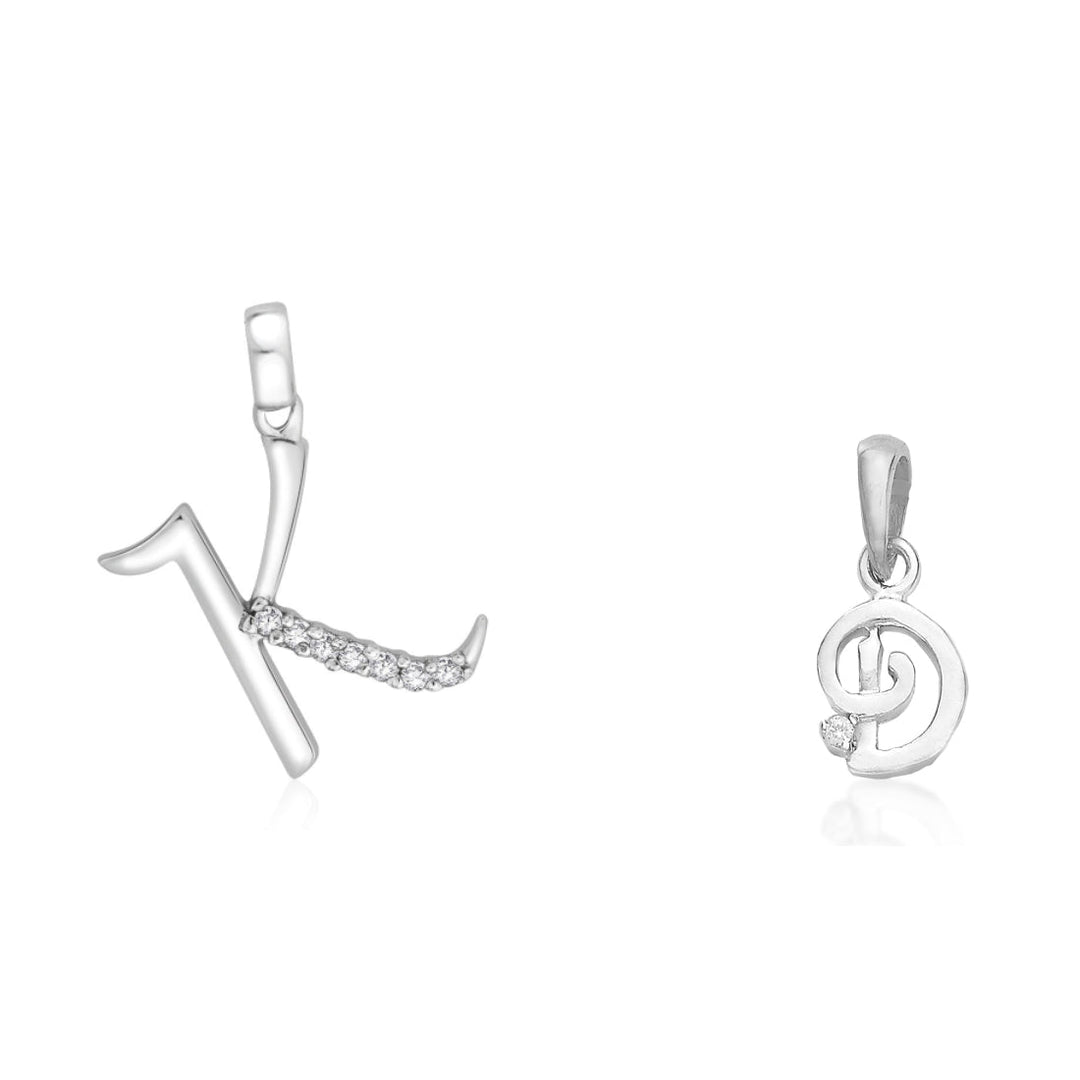 Taraash 925 Sterling Silver Couple Alphabet Pendants "K" and "D" Initial Letter Pendants - Taraash