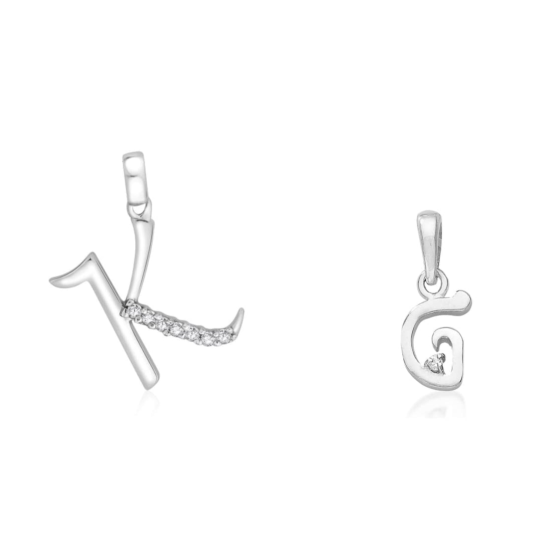 Taraash 925 Sterling Silver Couple Alphabet Pendants "K" and "G" Initial Letter Pendants - Taraash