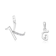 Taraash 925 Sterling Silver Couple Alphabet Pendants 