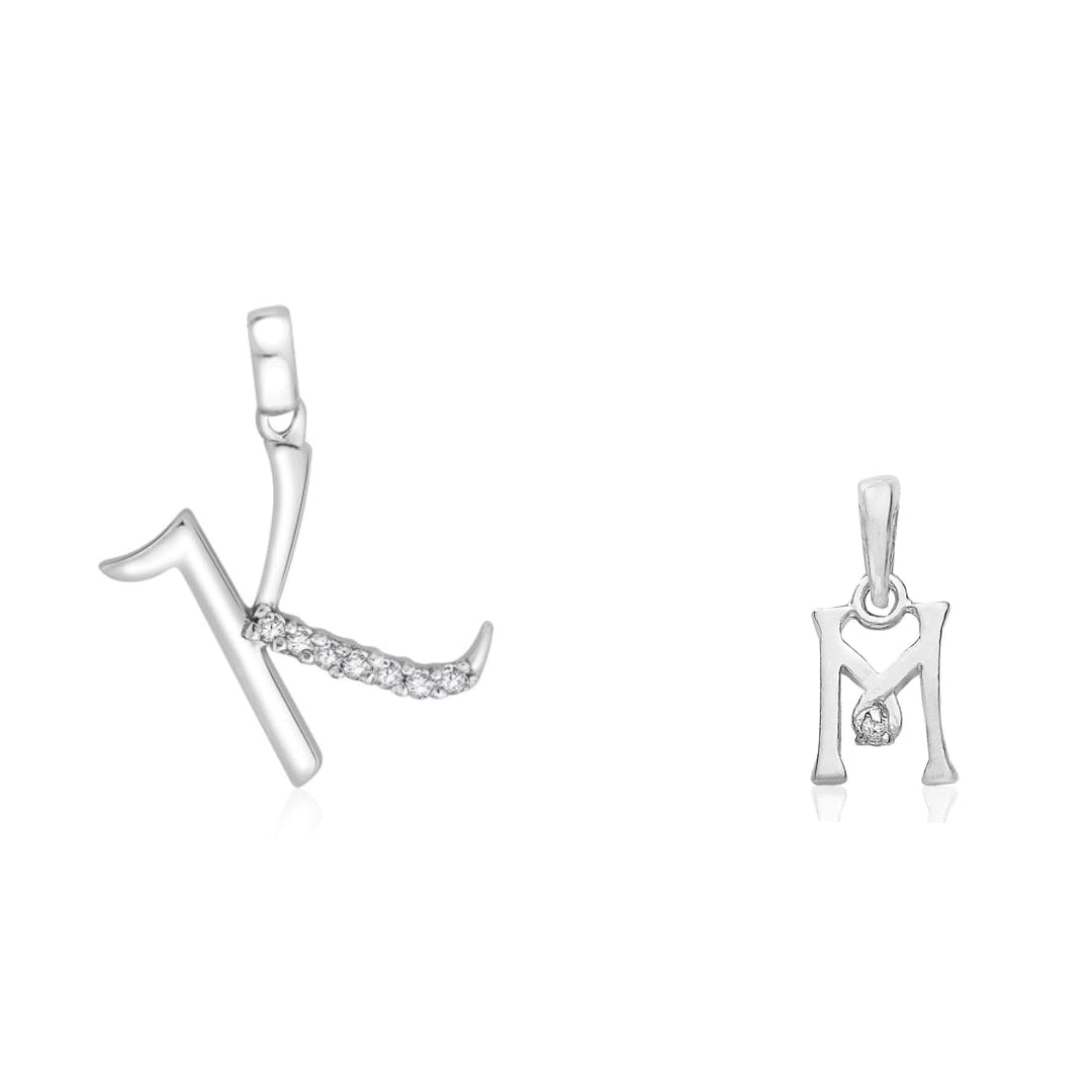 Taraash 925 Sterling Silver Couple Alphabet Pendants "K" and "M" Initial Letter Pendants - Taraash