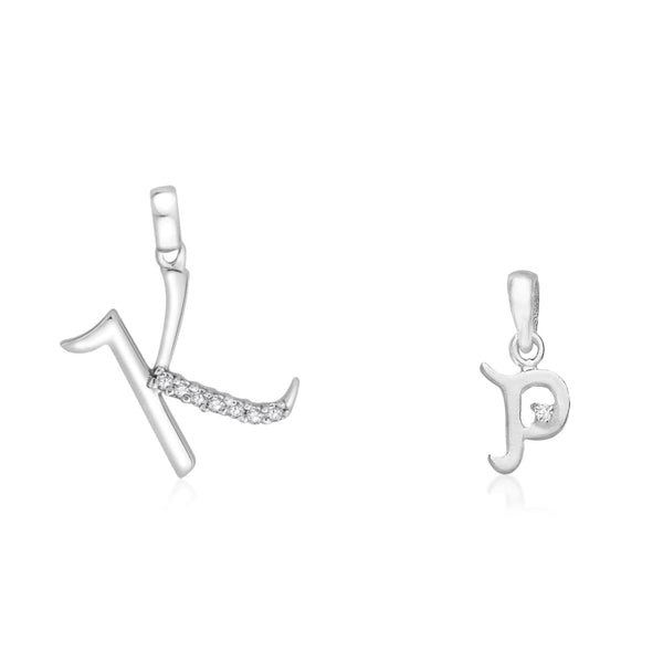 Taraash 925 Sterling Silver Couple Alphabet Pendants "K" and "P" Initial Letter Pendants - Taraash