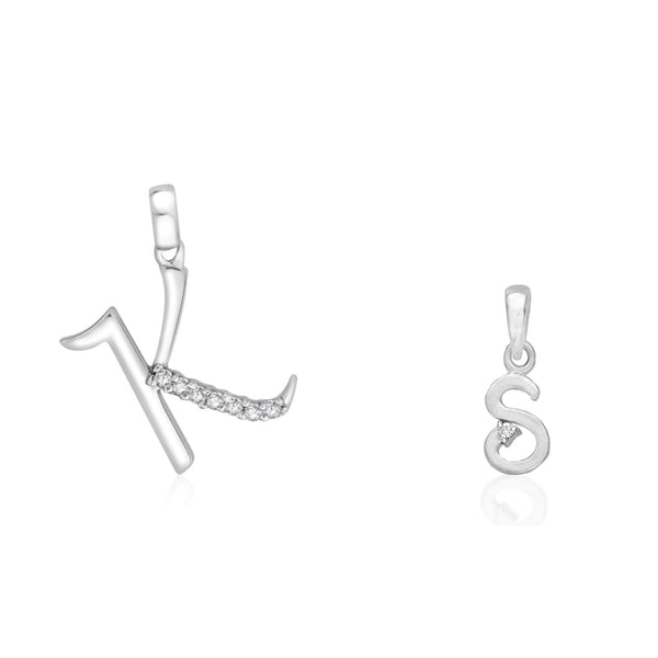 Taraash 925 Sterling Silver Couple Alphabet Pendants "K" and "S" Initial Letter Pendants - Taraash