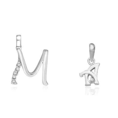 Taraash 925 Sterling Silver Couple Alphabet Pendants "M" and "A" Initial Letter Pendants - Taraash