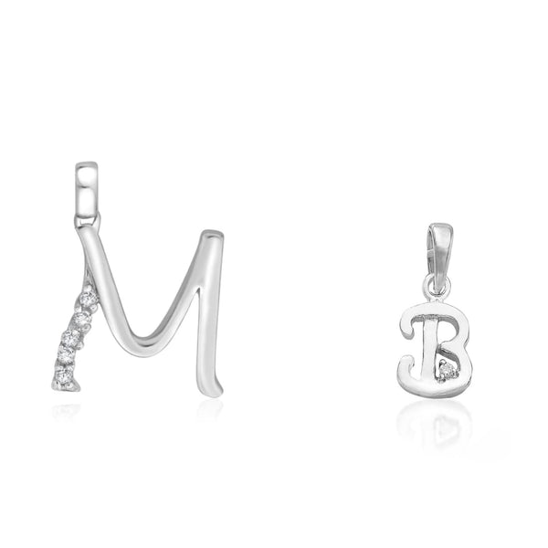 Taraash 925 Sterling Silver Couple Alphabet Pendants "M" and "B" Initial Letter Pendants - Taraash