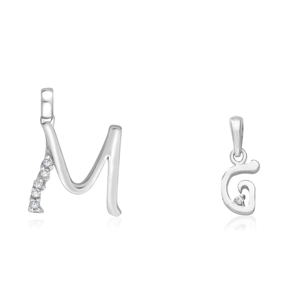 Taraash 925 Sterling Silver Couple Alphabet Pendants "M" and "G" Initial Letter Pendants - Taraash