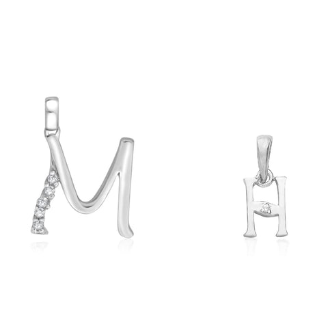 Taraash 925 Sterling Silver Couple Alphabet Pendants "M" and "H" Initial Letter Pendants - Taraash