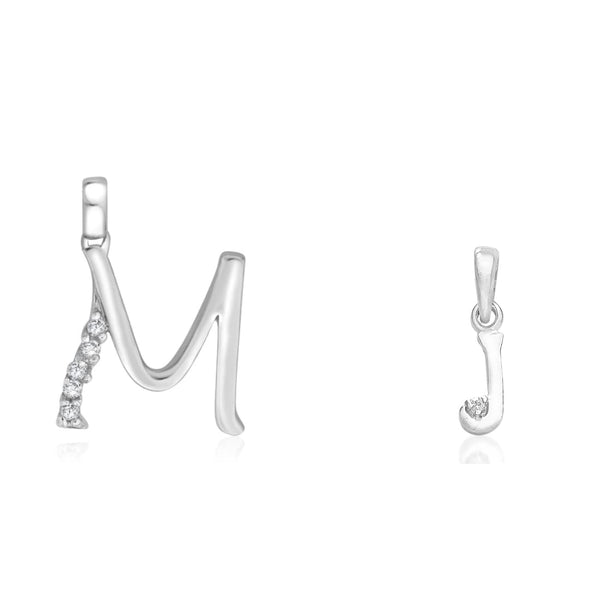 Taraash 925 Sterling Silver Couple Alphabet Pendants "M" and "J" Initial Letter Pendants - Taraash