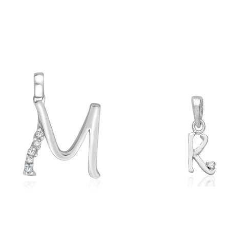 Taraash 925 Sterling Silver Couple Alphabet Pendants "M" and "K" Initial Letter Pendants - Taraash