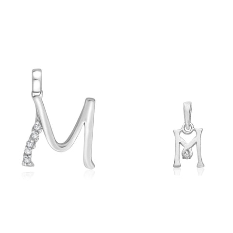 Taraash 925 Sterling Silver Couple Alphabet Pendants "M" and "M" Initial Letter Pendants - Taraash
