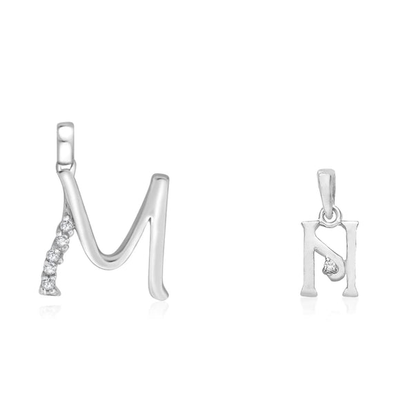 Taraash 925 Sterling Silver Couple Alphabet Pendants "M" and "N" Initial Letter Pendants - Taraash
