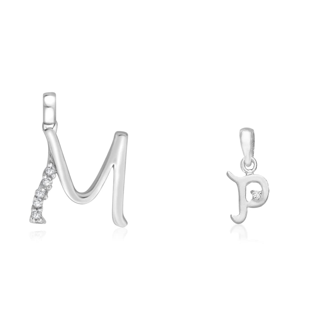 Taraash 925 Sterling Silver Couple Alphabet Pendants "M" and "P" Initial Letter Pendants - Taraash