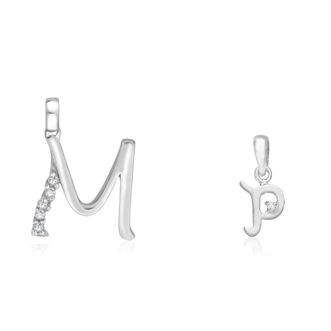 Taraash 925 Sterling Silver Couple Alphabet Pendants "M" and "P" Initial Letter Pendants - Taraash