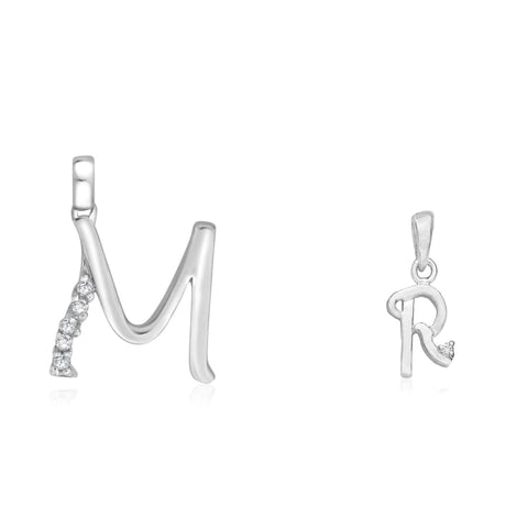 Taraash 925 Sterling Silver Couple Alphabet Pendants "M" and "R" Initial Letter Pendants - Taraash