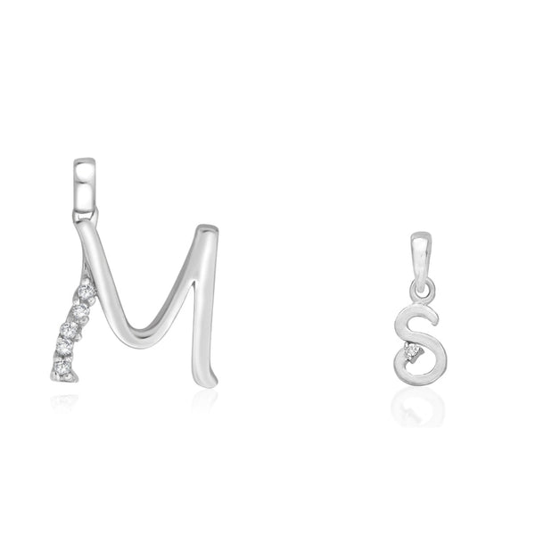 Taraash 925 Sterling Silver Couple Alphabet Pendants "M" and "S" Initial Letter Pendants - Taraash