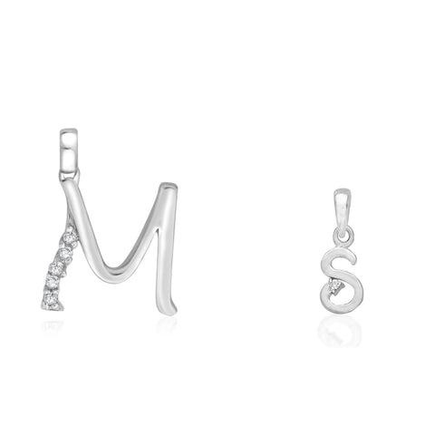 Taraash 925 Sterling Silver Couple Alphabet Pendants "M" and "S" Initial Letter Pendants - Taraash