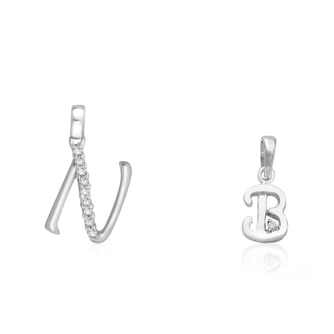 Taraash 925 Sterling Silver Couple Alphabet Pendants "N" and "B" Initial Letter Pendants - Taraash