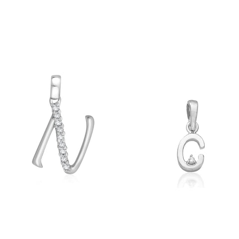 Taraash 925 Sterling Silver Couple Alphabet Pendants "N" and "C" Initial Letter Pendants - Taraash