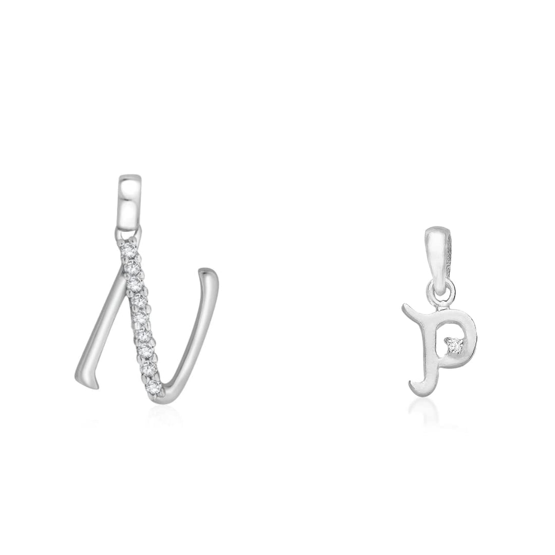 Taraash 925 Sterling Silver Couple Alphabet Pendants "N" and "P" Initial Letter Pendants - Taraash