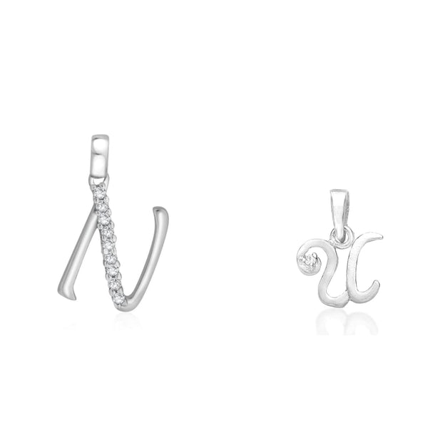 Taraash 925 Sterling Silver Couple Alphabet Pendants "N" and "U" Initial Letter Pendants - Taraash