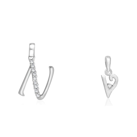 Taraash 925 Sterling Silver Couple Alphabet Pendants "N" and "V" Initial Letter Pendants - Taraash
