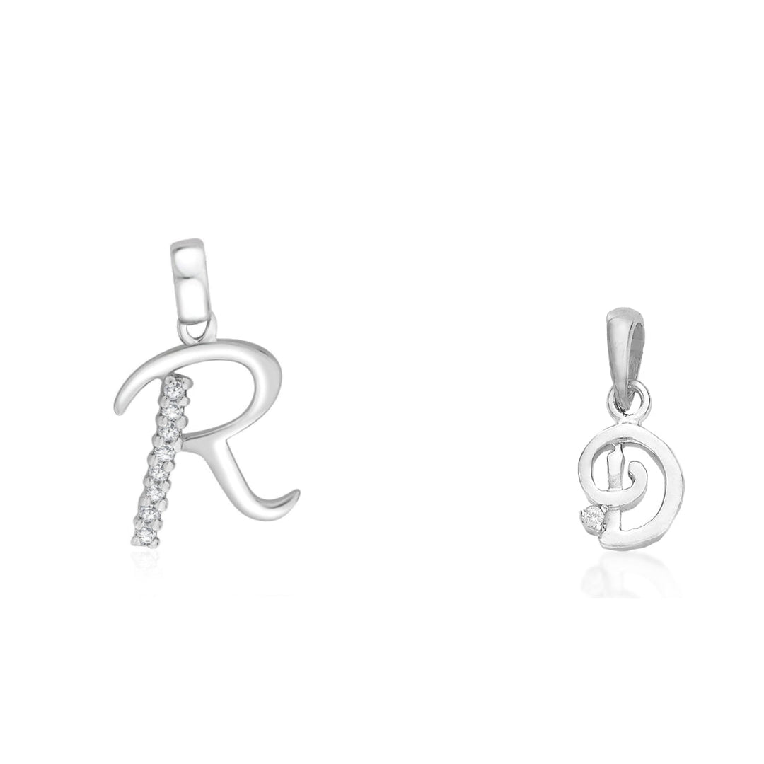 Taraash 925 Sterling Silver Couple Alphabet Pendants "R" and "D" Initial Letter Pendants - Taraash