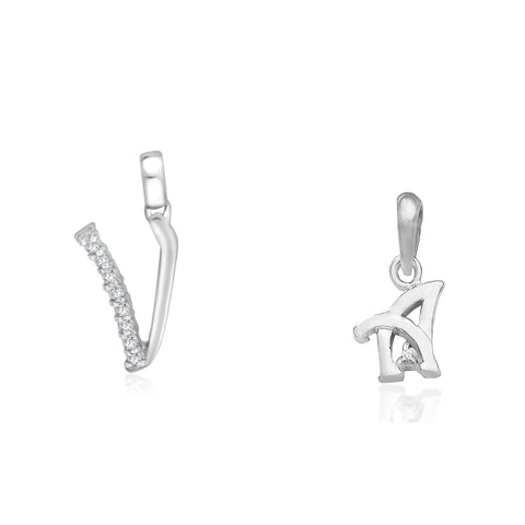 Taraash 925 Sterling Silver Couple Alphabet Pendants "V" and "A" Initial Letter Pendants - Taraash