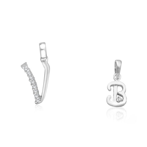 Taraash 925 Sterling Silver Couple Alphabet Pendants "V" and "B" Initial Letter Pendants - Taraash