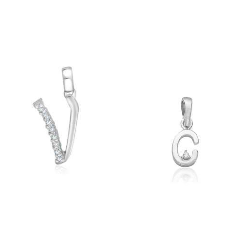 Taraash 925 Sterling Silver Couple Alphabet Pendants "V" and "C" Initial Letter Pendants - Taraash