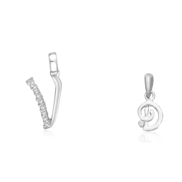 Taraash 925 Sterling Silver Couple Alphabet Pendants "V" and "D" Initial Letter Pendants - Taraash