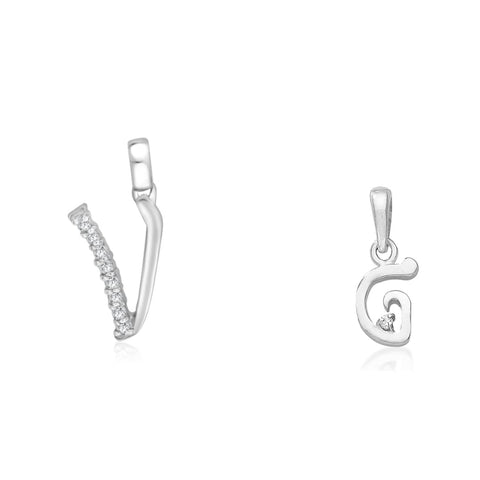 Taraash 925 Sterling Silver Couple Alphabet Pendants "V" and "G" Initial Letter Pendants - Taraash