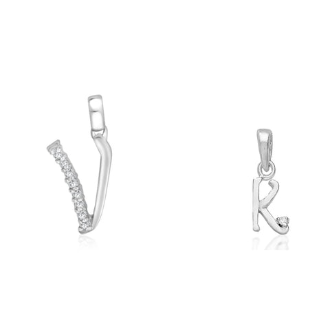 Taraash 925 Sterling Silver Couple Alphabet Pendants "V" and "K" Initial Letter Pendants - Taraash