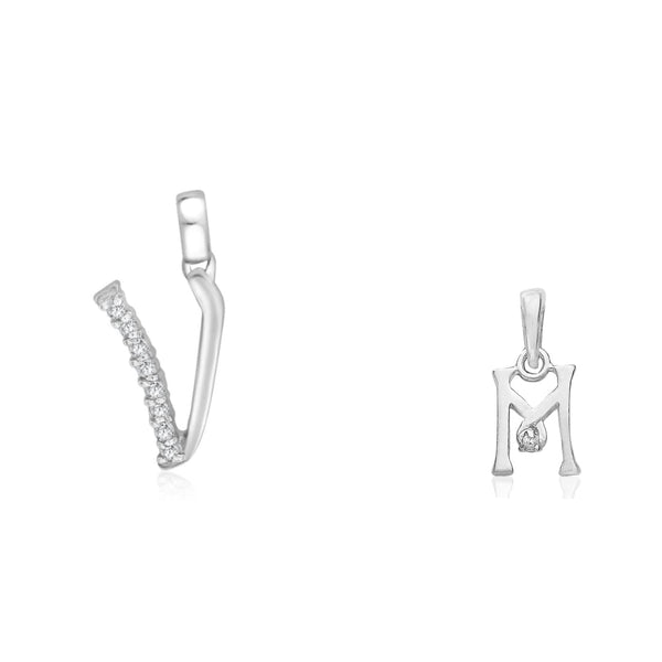 Taraash 925 Sterling Silver Couple Alphabet Pendants "V" and "M" Initial Letter Pendants - Taraash