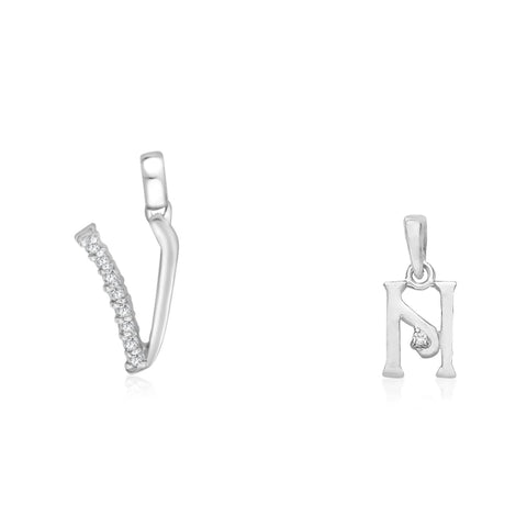 Taraash 925 Sterling Silver Couple Alphabet Pendants "V" and "N" Initial Letter Pendants - Taraash